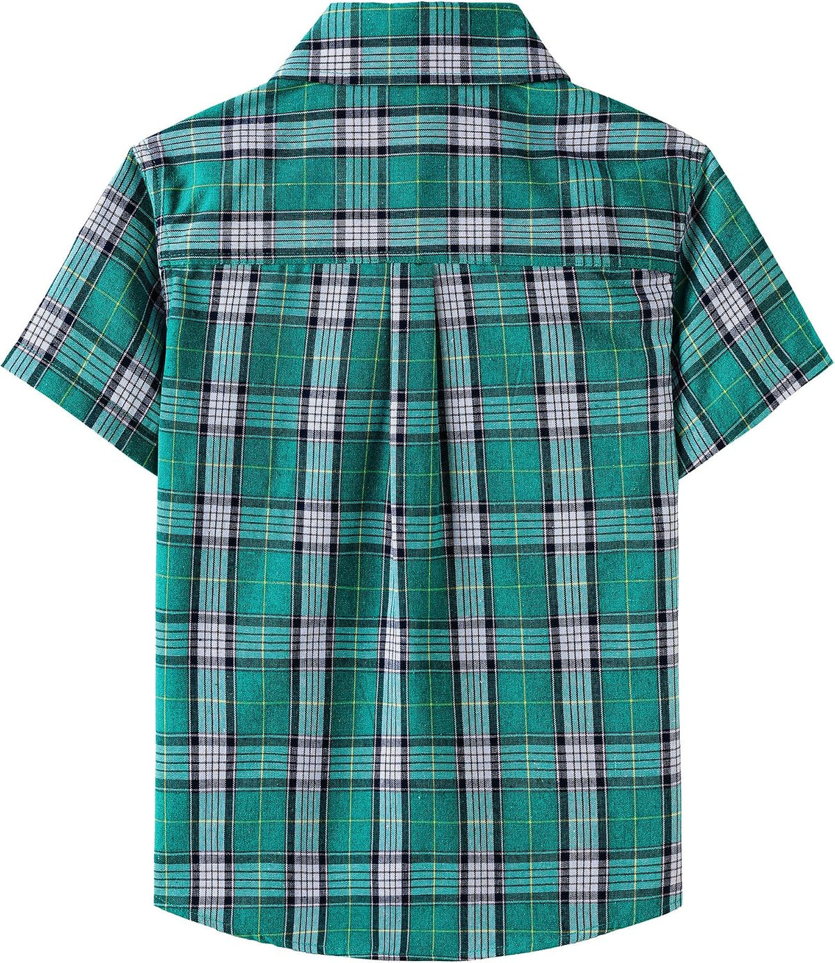 JOGAL C588 Boys' Plaid Short-Sleeve Shirt with Flap Pockets - Cyan - back