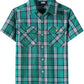 JOGAL C588 Boys' Plaid Short-Sleeve Shirt with Flap Pockets - Cyan - front