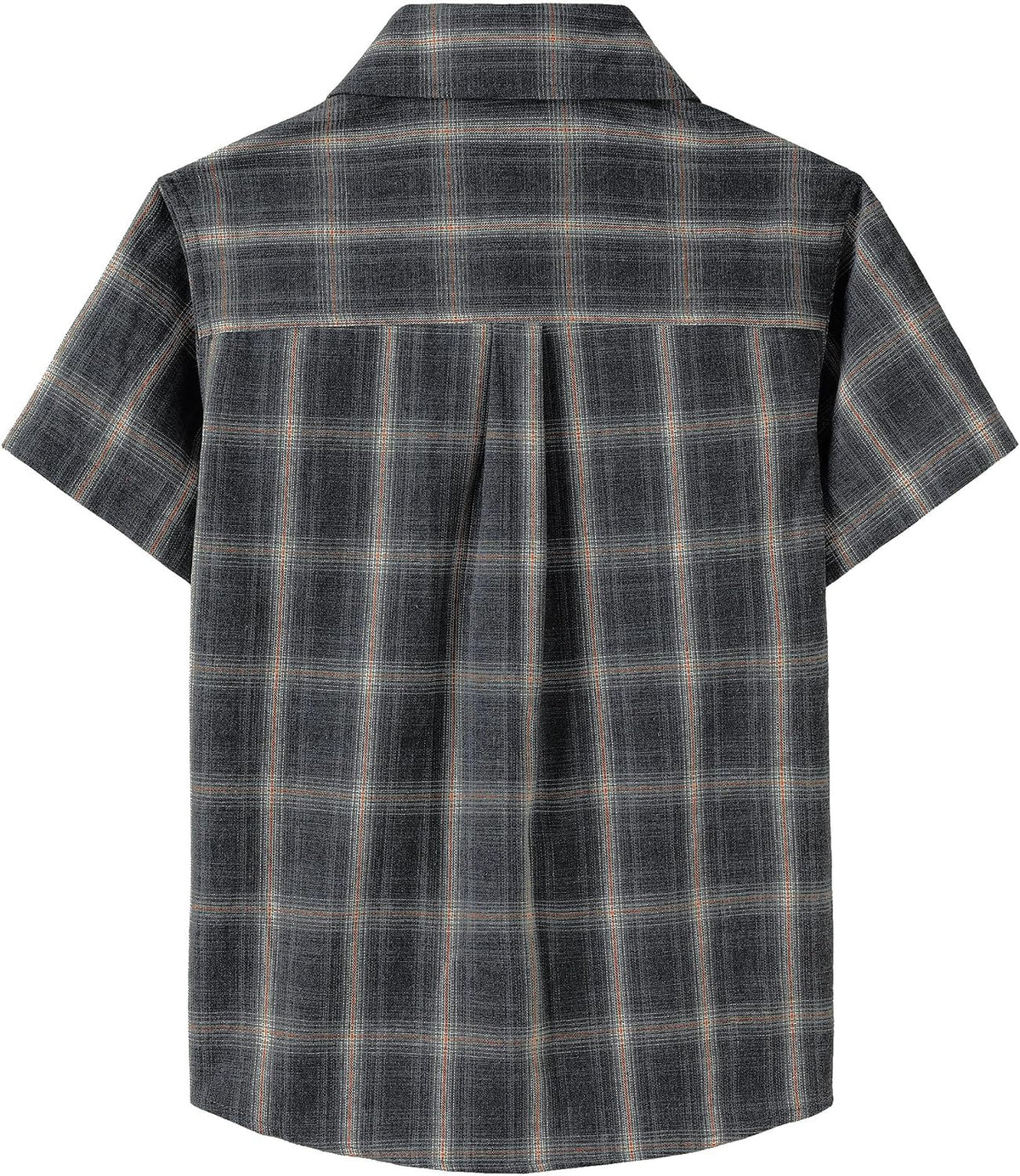 JOGAL C588 Boys' Plaid Short-Sleeve Shirt with Flap Pockets - Dark Grey - back