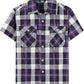 JOGAL C588 Boys' Plaid Short-Sleeve Shirt with Flap Pockets - Dark Purple - front