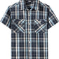 JOGAL C588 Boys' Plaid Short-Sleeve Shirt with Flap Pockets - Navy - front