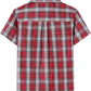 JOGAL C588 Boys' Plaid Short-Sleeve Shirt with Flap Pockets - Red - back