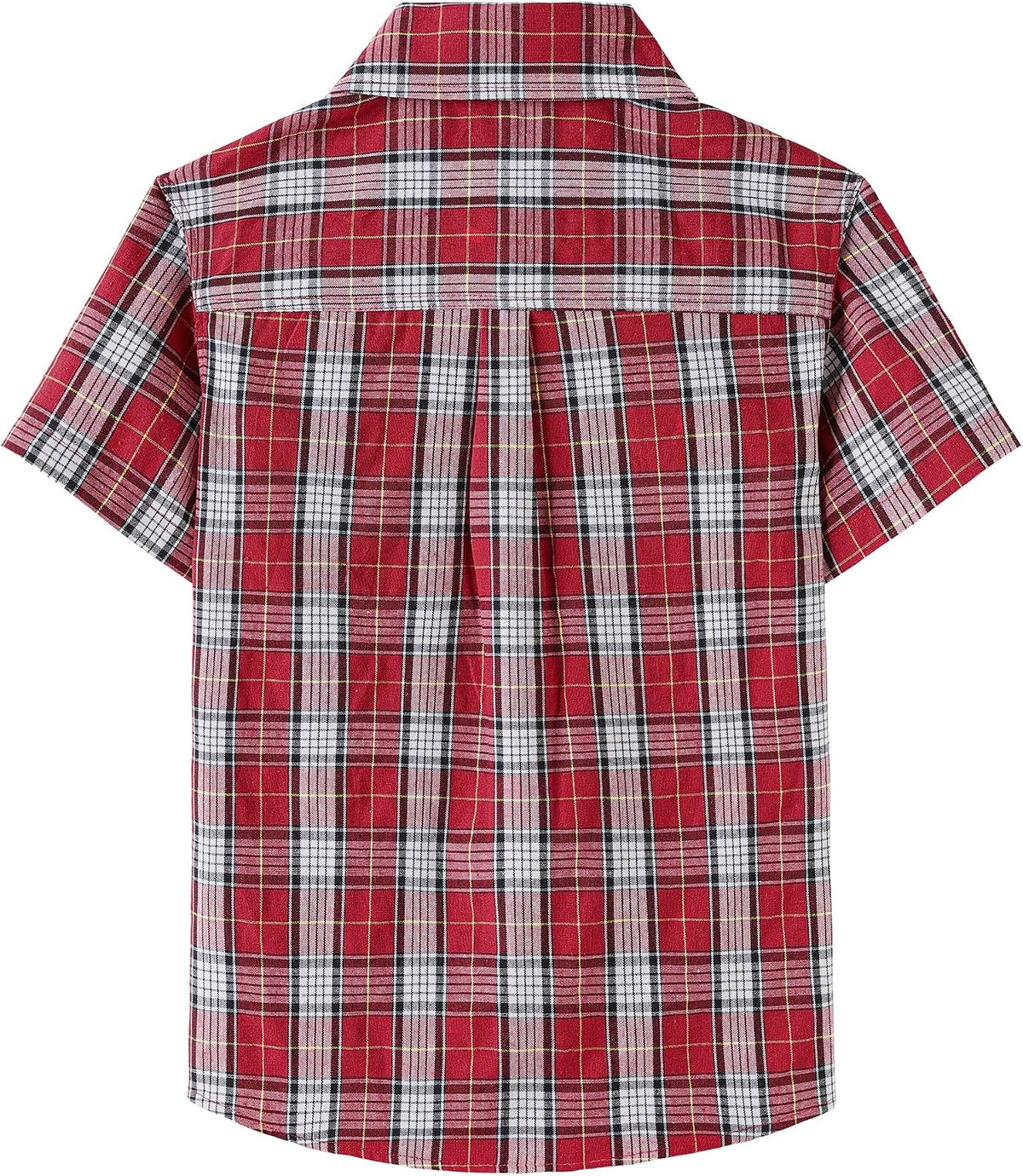 JOGAL C588 Boys' Plaid Short-Sleeve Shirt with Flap Pockets - Red - back