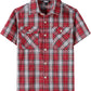 JOGAL C588 Boys' Plaid Short-Sleeve Shirt with Flap Pockets - Red - front
