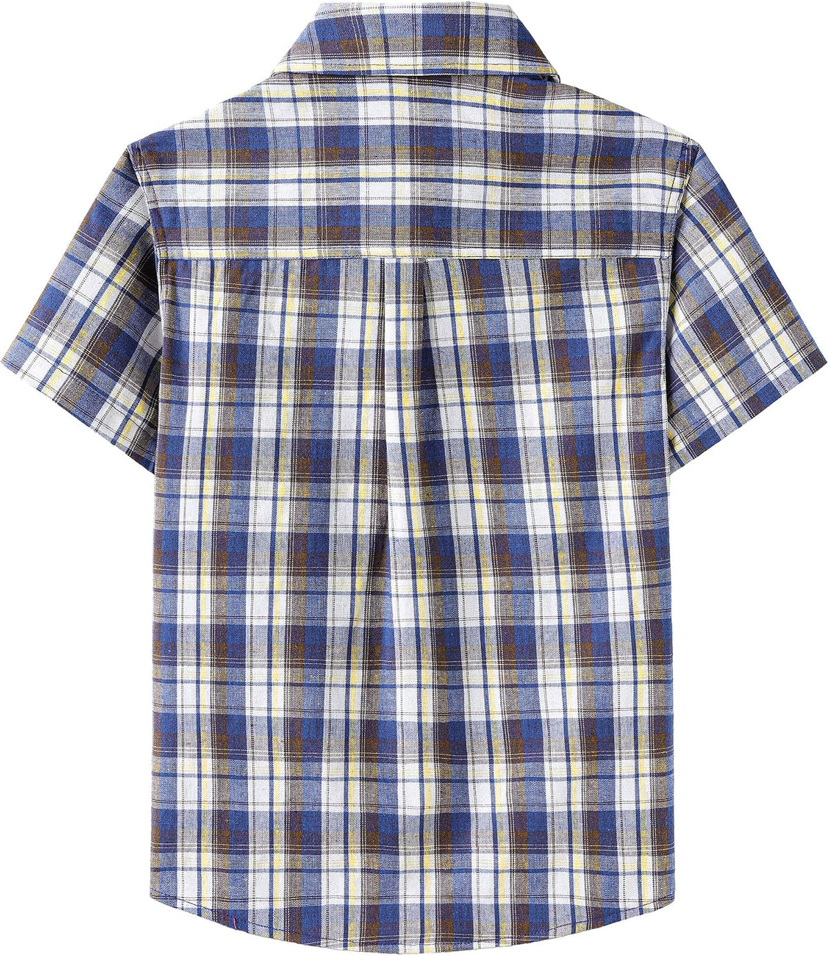 JOGAL C588 Boys' Plaid Short-Sleeve Shirt with Flap Pockets - Royal Blue - back