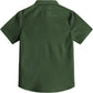 JOGAL C589 boys' Stretch Denim Short-Sleeve Button-Down Shirt in Army Green, back view