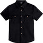 JOGAL C589 boys' Stretch Denim Short-Sleeve Button-Down Shirt in Black, front view