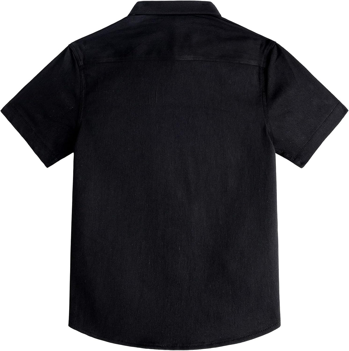 JOGAL C589 boys' Stretch Denim Short-Sleeve Button-Down Shirt in Black, back view