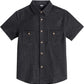 JOGAL C589 boys' Stretch Denim Short-Sleeve Button-Down Shirt in Black Denim, front view