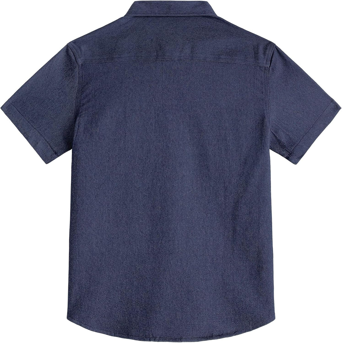 JOGAL C589 boys' Stretch Denim Short-Sleeve Button-Down Shirt in Dark Denim, back view