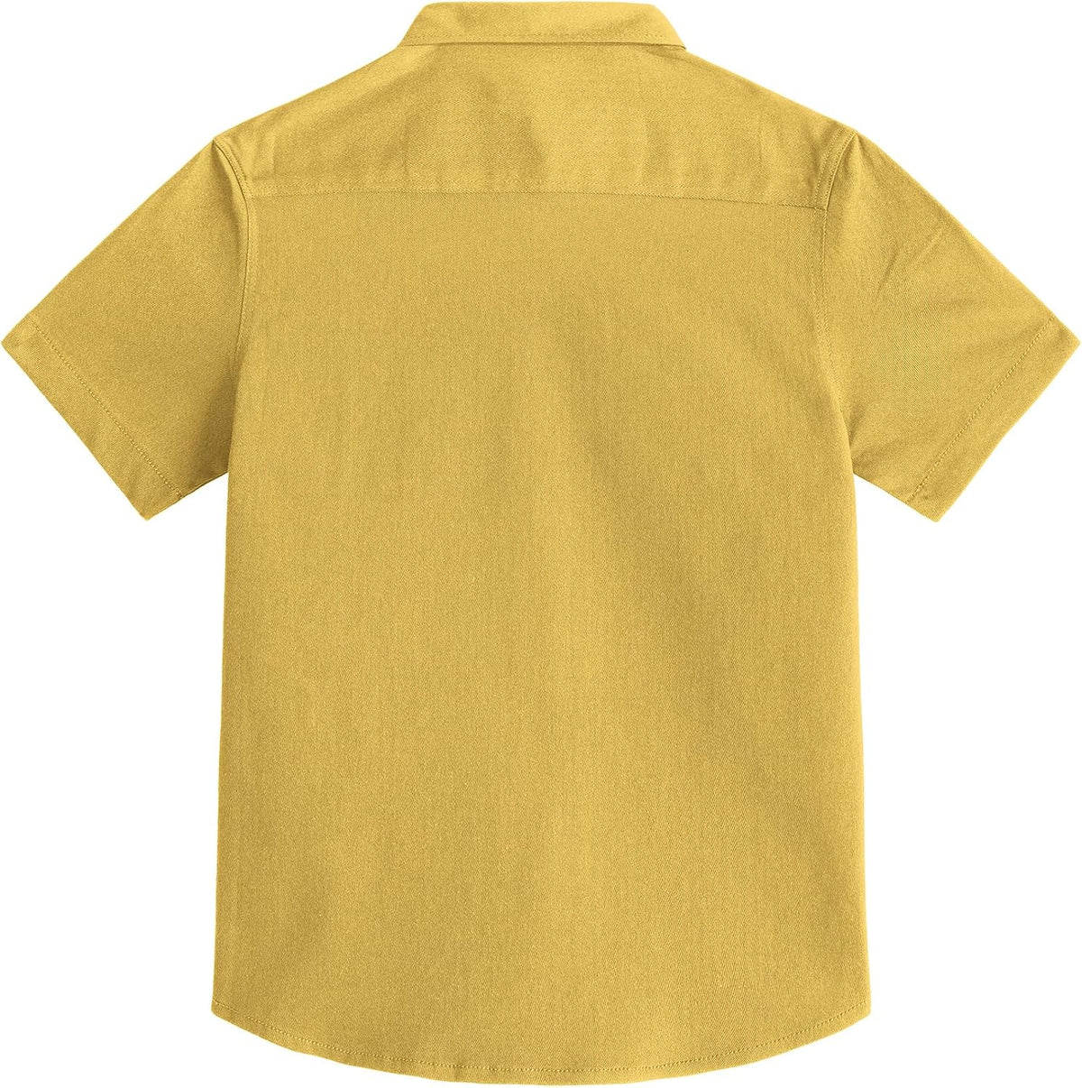 JOGAL C589 boys' Stretch Denim Short-Sleeve Button-Down Shirt in Ginger, back view