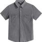 JOGAL C589 boys' Stretch Denim Short-Sleeve Button-Down Shirt in Grey, front view