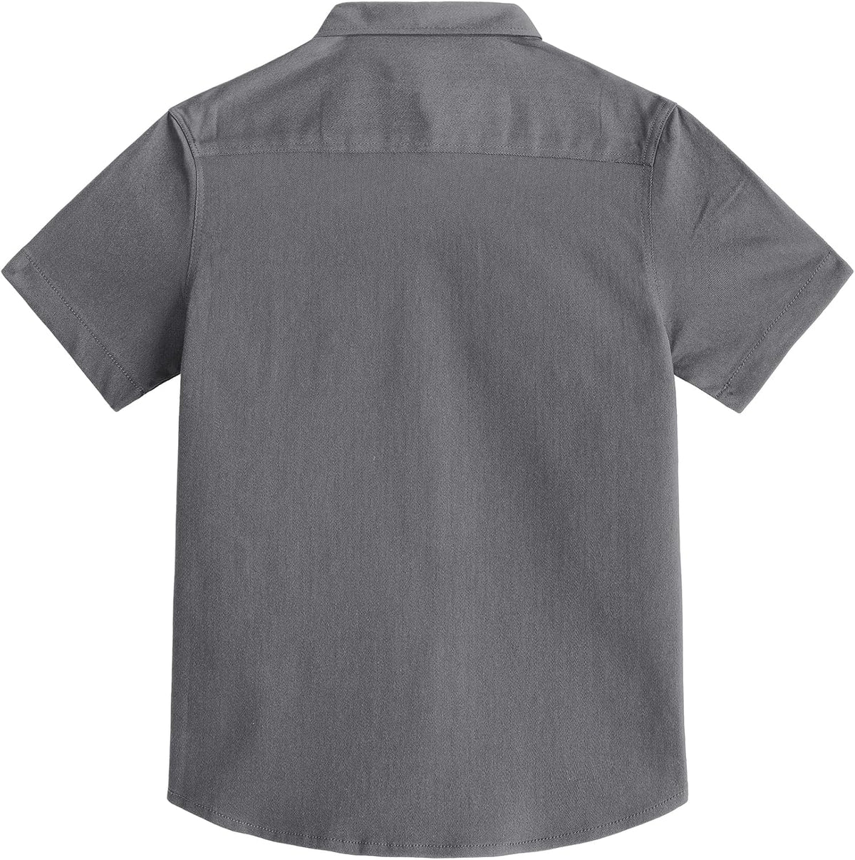 JOGAL C589 boys' Stretch Denim Short-Sleeve Button-Down Shirt in Grey, back view