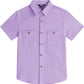 JOGAL C589 boys' Stretch Denim Short-Sleeve Button-Down Shirt in Lavender, front view