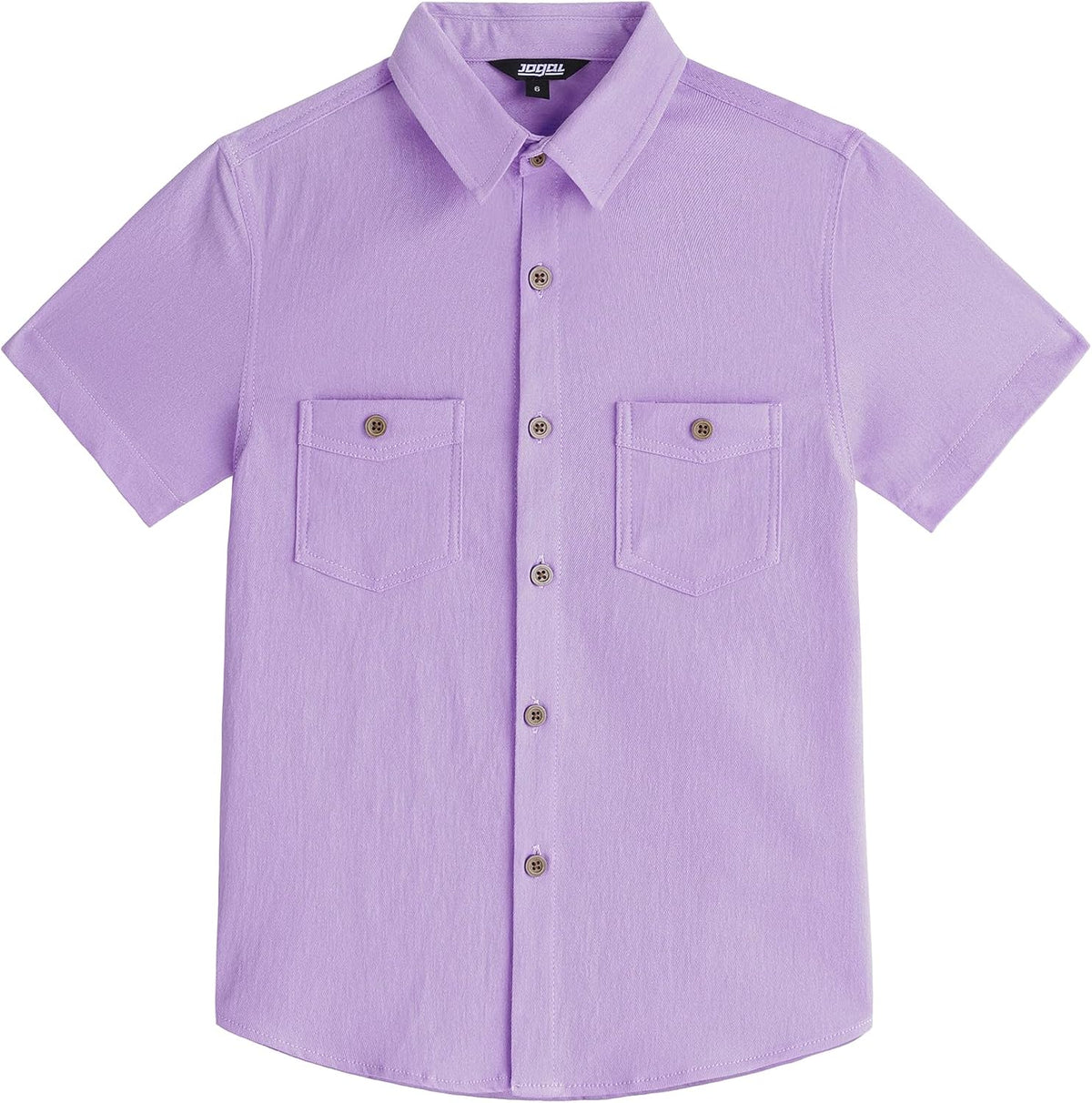 JOGAL C589 boys' Stretch Denim Short-Sleeve Button-Down Shirt in Lavender, front view