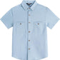 JOGAL C589 boys' Stretch Denim Short-Sleeve Button-Down Shirt in Light Blue, front view