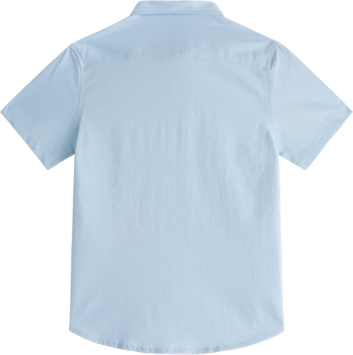 JOGAL C589 boys' Stretch Denim Short-Sleeve Button-Down Shirt in Light Blue, back view