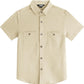 JOGAL C589 boys' Stretch Denim Short-Sleeve Button-Down Shirt in Light Khaki, front view
