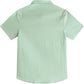 JOGAL C589 boys' Stretch Denim Short-Sleeve Button-Down Shirt in Mint Green, back view