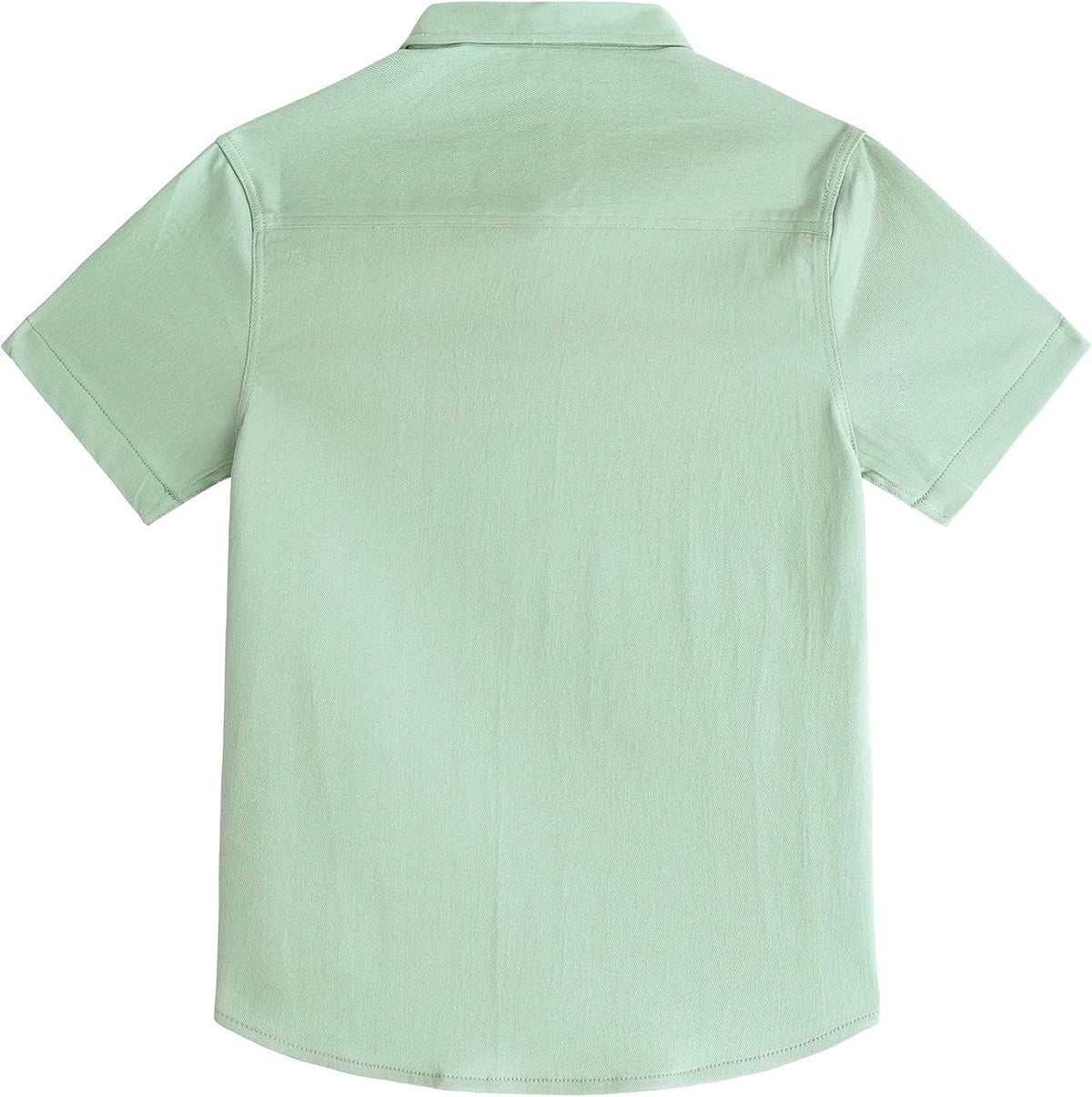 JOGAL C589 boys' Stretch Denim Short-Sleeve Button-Down Shirt in Mint Green, back view