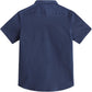 JOGAL C589 boys' Stretch Denim Short-Sleeve Button-Down Shirt in Navy, back view
