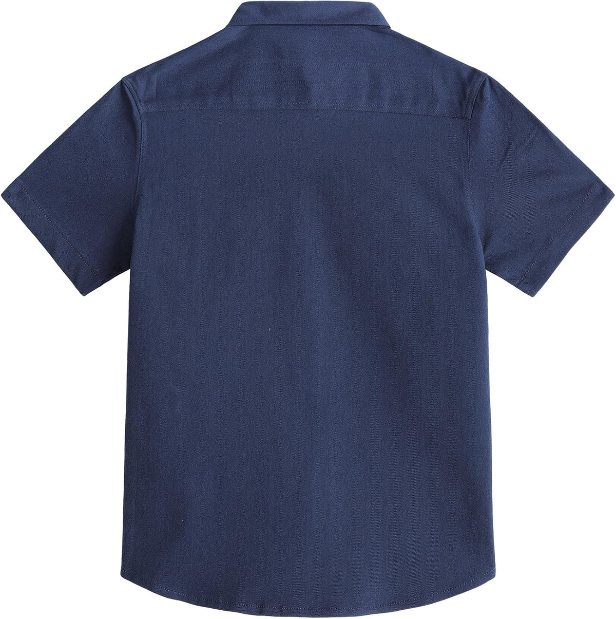 JOGAL C589 boys' Stretch Denim Short-Sleeve Button-Down Shirt in Navy, back view