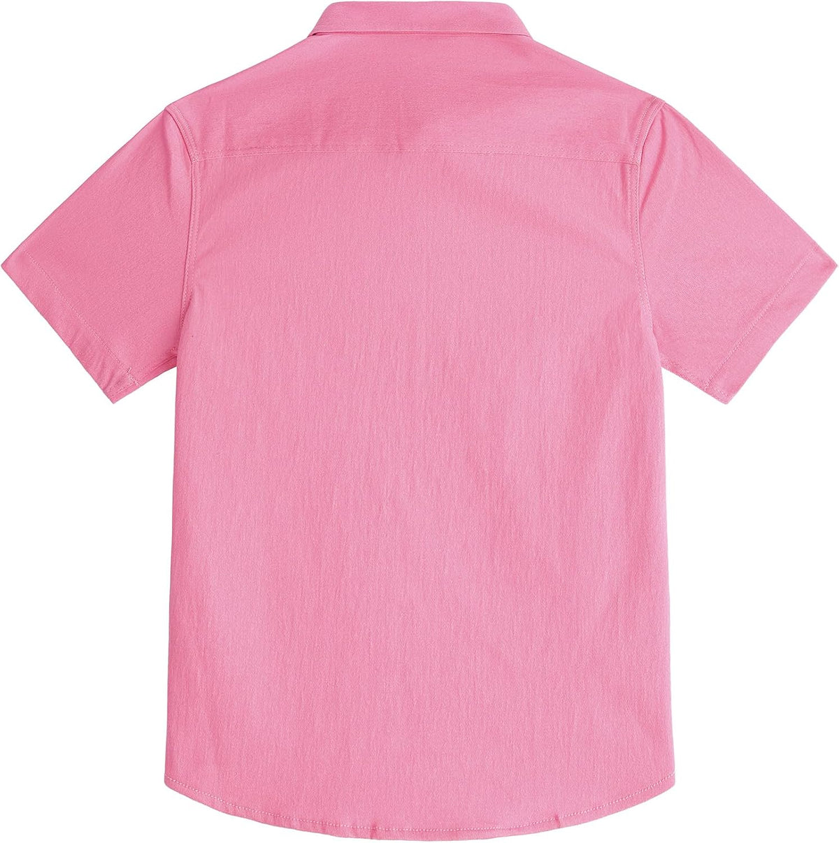 JOGAL C589 boys' Stretch Denim Short-Sleeve Button-Down Shirt in Pink, back view