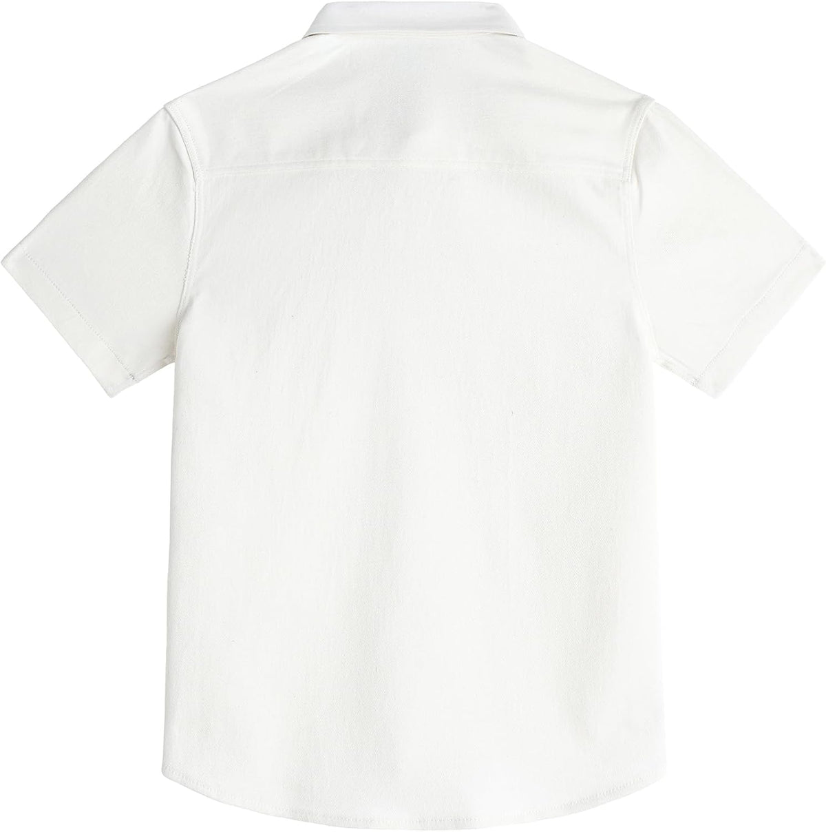 JOGAL C589 boys' Stretch Denim Short-Sleeve Button-Down Shirt in White, back view
