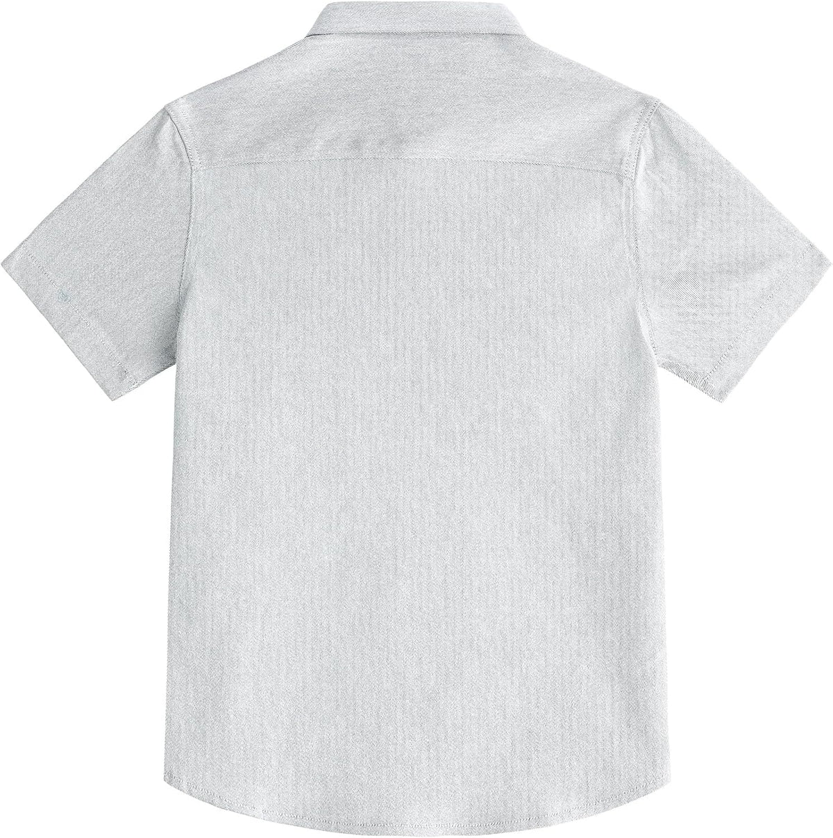 JOGAL C589 boys' Stretch Denim Short-Sleeve Button-Down Shirt in White Denim, back view