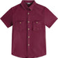 JOGAL C589 boys' Stretch Denim Short-Sleeve Button-Down Shirt in Winered, front view