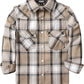 JOGAL G595 Girls' Western Plaid Long-Sleeve Pearl-Snap Flannel Shirt - Beige Khaki - front