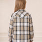 JOGAL G595 Girls' Western Plaid Long-Sleeve Pearl-Snap Flannel Shirt - Beige Khaki - rear three quarter
