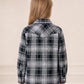 JOGAL G595 Girls' Western Plaid Long-Sleeve Pearl-Snap Flannel Shirt - Black Grey - rear three quarter