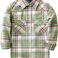 JOGAL G595 Girls' Western Plaid Long-Sleeve Pearl-Snap Flannel Shirt - Green Orange - front