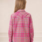 JOGAL G595 Girls' Western Plaid Long-Sleeve Pearl-Snap Flannel Shirt - Pink - rear three quarter