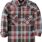 JOGAL G595 Girls' Western Plaid Long-Sleeve Pearl-Snap Flannel Shirt - Red Brown - front