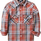 JOGAL G595 Girls' Western Plaid Long-Sleeve Pearl-Snap Flannel Shirt - Rust Red - front
