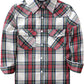 JOGAL G595 Girls' Western Plaid Long-Sleeve Pearl-Snap Flannel Shirt - White Red - front