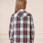 JOGAL G595 Girls' Western Plaid Long-Sleeve Pearl-Snap Flannel Shirt - White Red - rear three quarter