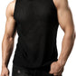 JOGAL MS01 men's mesh fitted sleeveless muscle tank top in Black front view