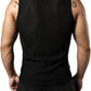 JOGAL MS01 men's mesh fitted sleeveless muscle tank top in Black back view