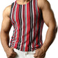 JOGAL MS01 men's mesh fitted sleeveless muscle tank top in Black Red front view
