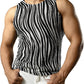 JOGAL MS01 men's mesh fitted sleeveless muscle tank top in Black White front view