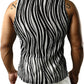 JOGAL MS01 men's mesh fitted sleeveless muscle tank top in Black White back view