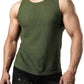 JOGAL MS01 men's mesh fitted sleeveless muscle tank top in Green front view