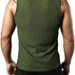 JOGAL MS01 men's mesh fitted sleeveless muscle tank top in Green back view