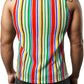 JOGAL MS01 men's mesh fitted sleeveless muscle tank top in Multicolor back view
