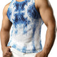 JOGAL MS01 men's mesh fitted sleeveless muscle tank top in Navy front view