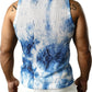 JOGAL MS01 men's mesh fitted sleeveless muscle tank top in Navy back view