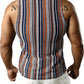 JOGAL MS01 men's mesh fitted sleeveless muscle tank top in Navy Brown back view